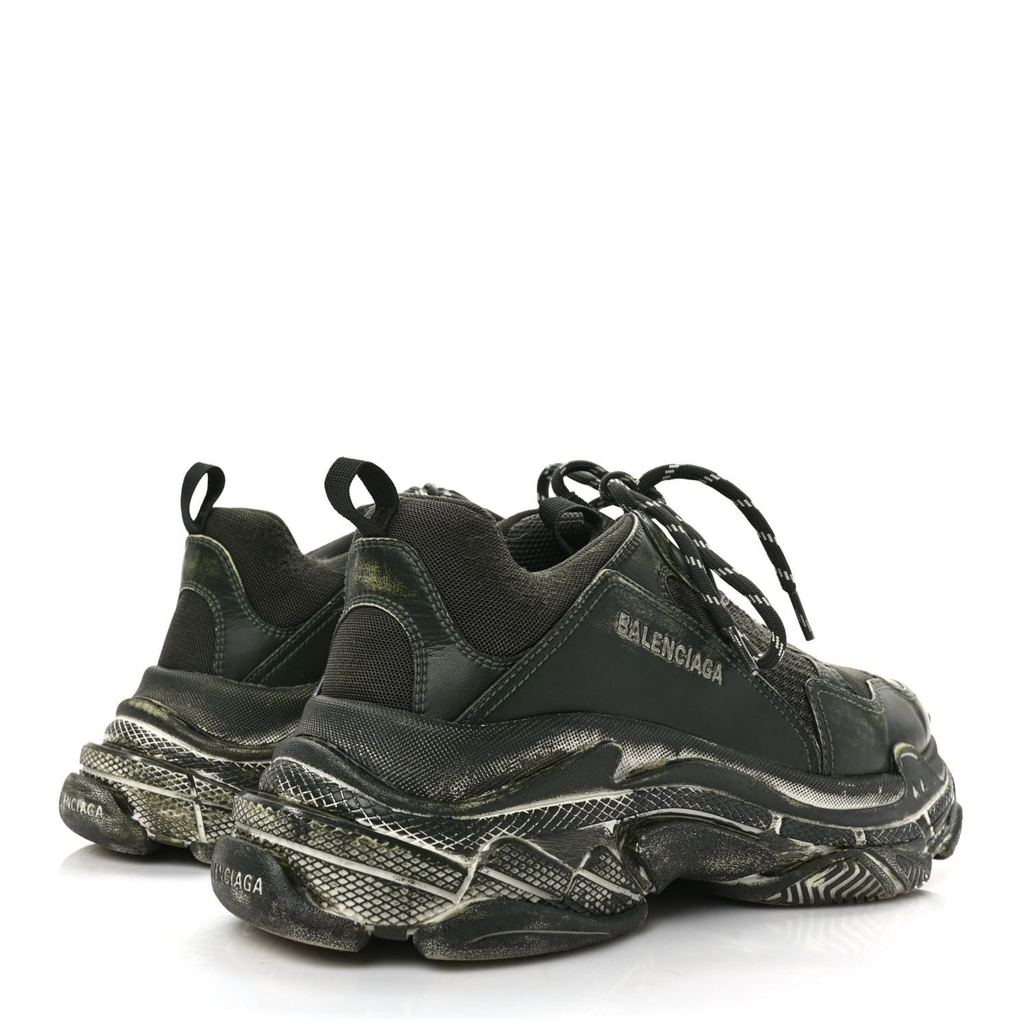 Fabric Mesh Faded Washed Mens Triple S Sneakers 44 Dark Green
