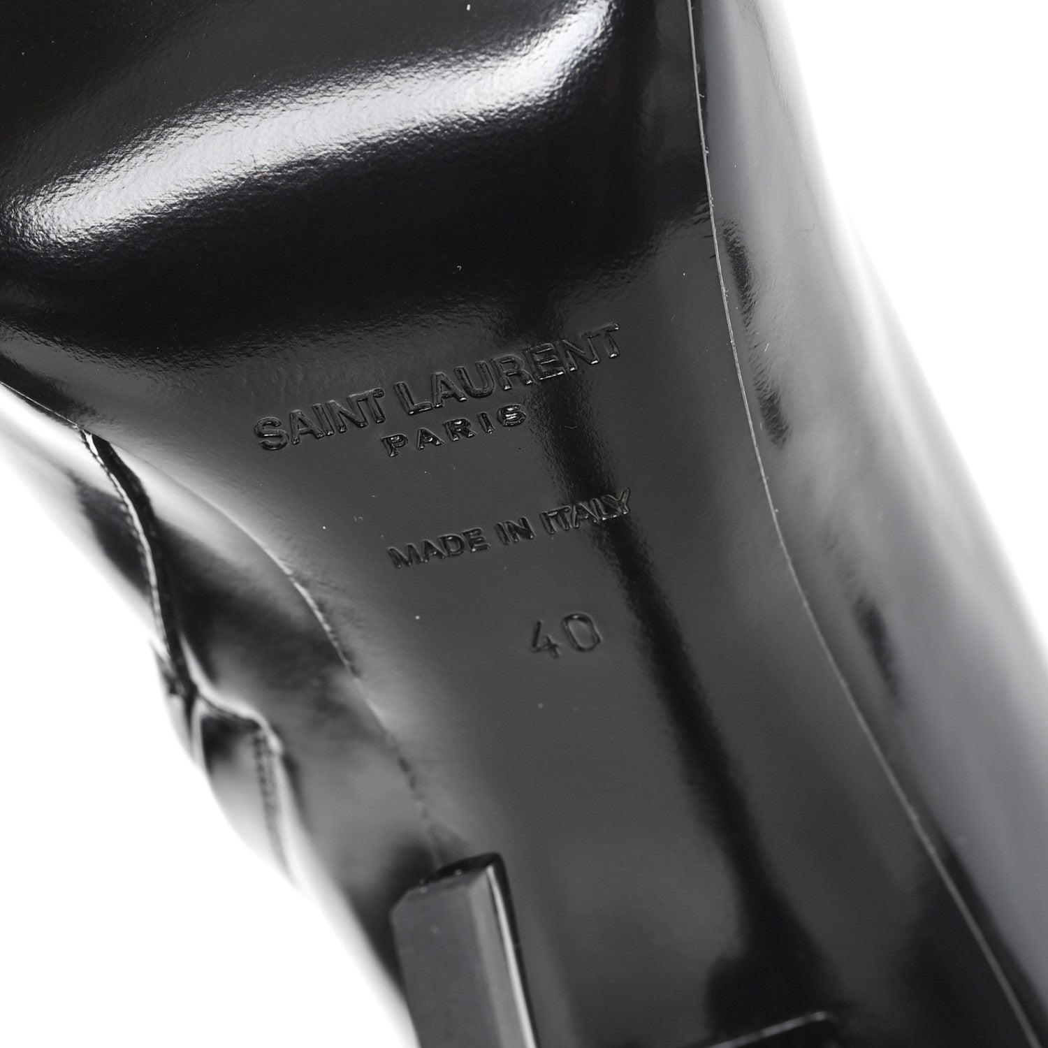 Saint Laurent Glazed Calfskin Opyum Ankle Boots 40 Black 7 of 9