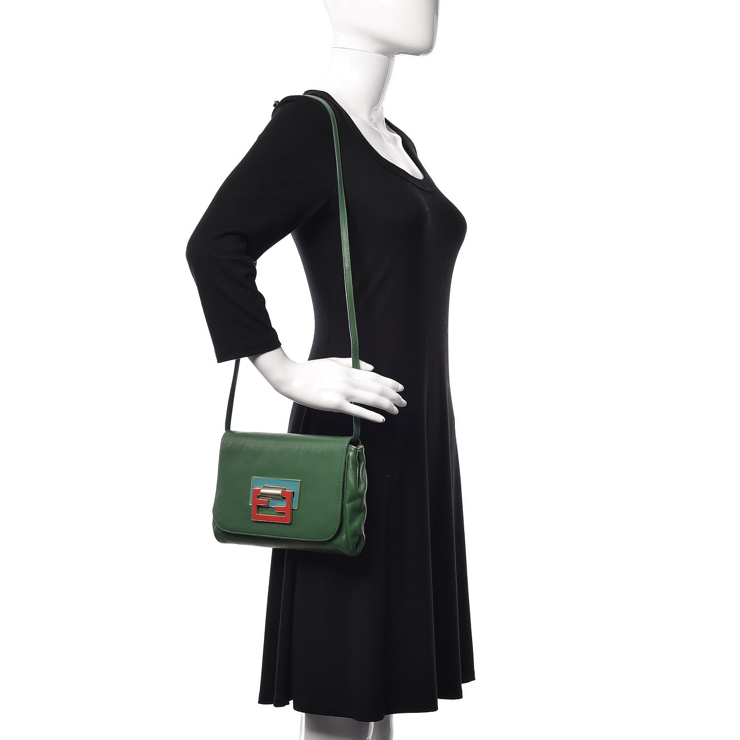 Fendi Nappa Flap Bag Green 2 of 13