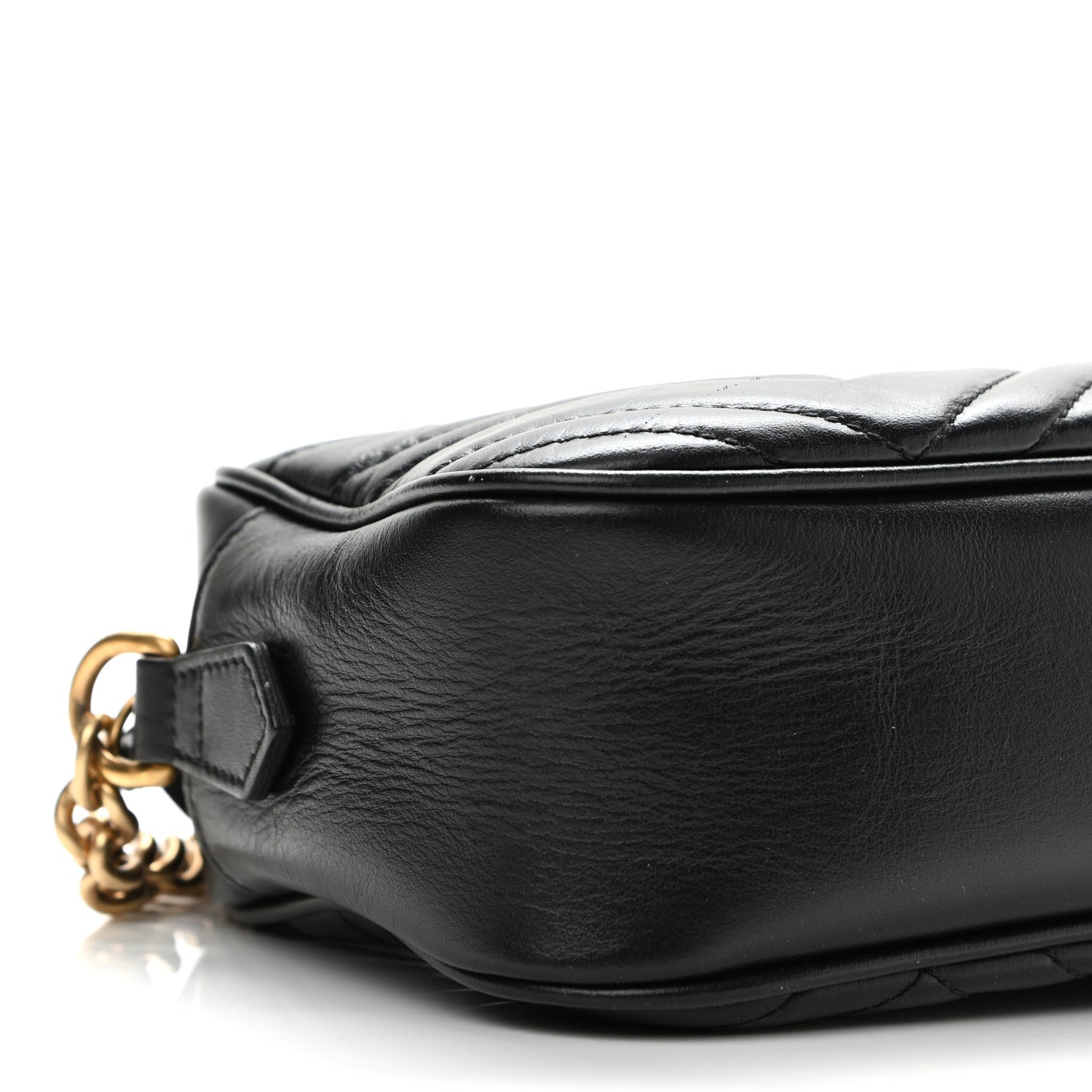 Gucci Calfskin Matelasse Small GG Marmont Chain Shoulder Bag Black 9 of 11
