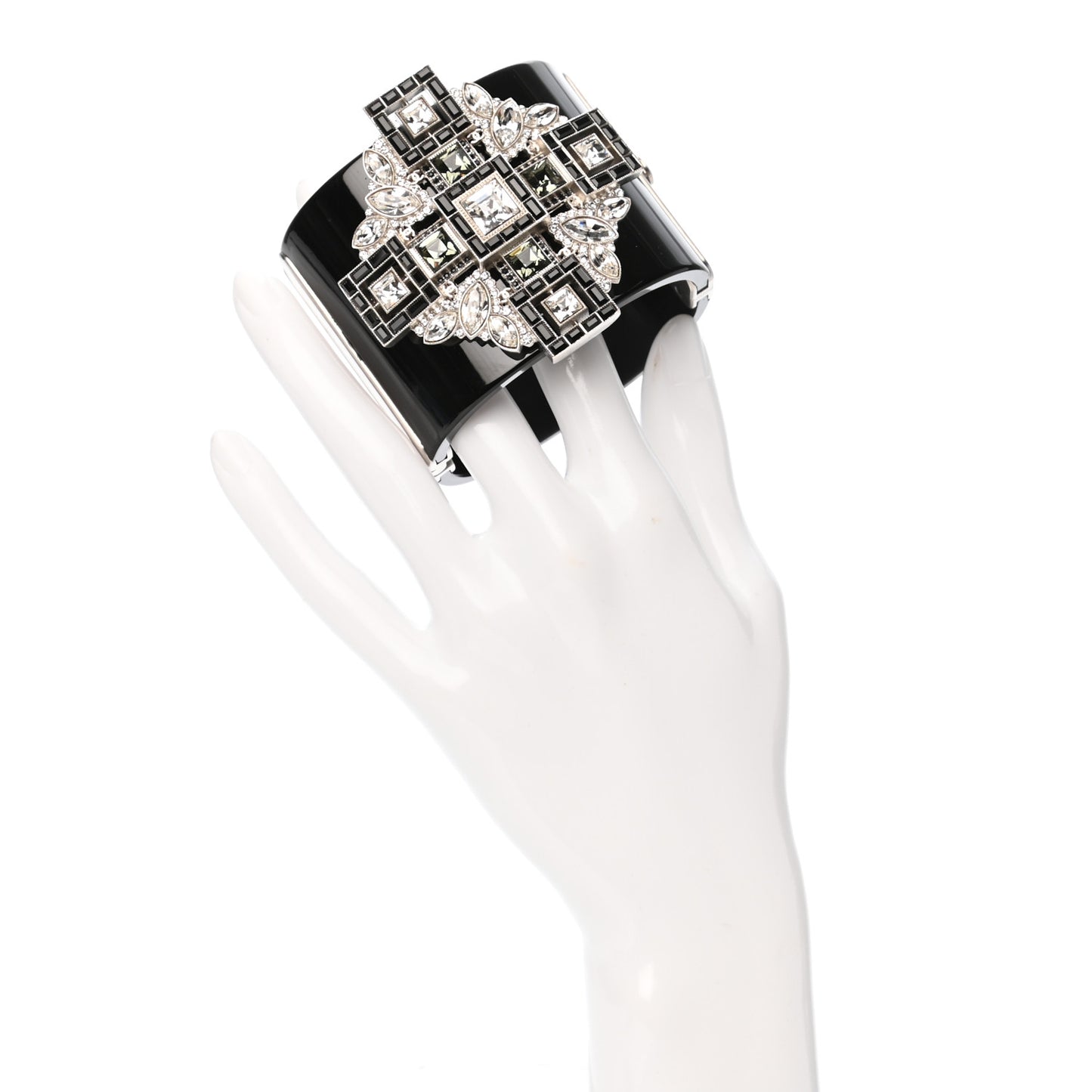 Resin Crystal CC Cross Cuff Black