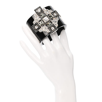 Chanel Resin Crystal CC Cross Cuff Black 2 of 6