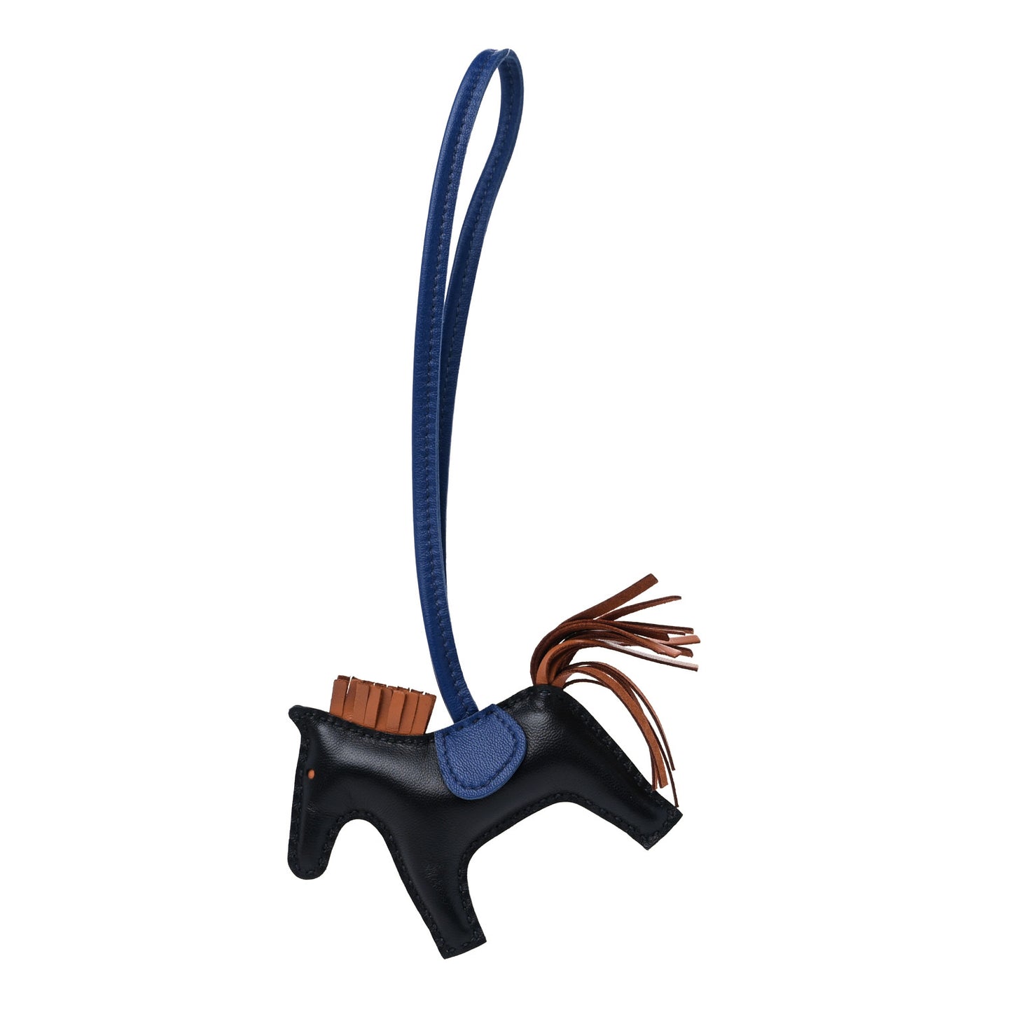 Milo Lambskin Grigri Rodeo Horse Bag Charm PM Black Bleu Encre Gold