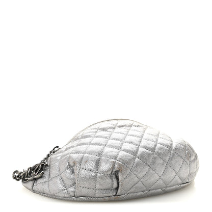 Chanel Metallic Calfskin Quilted Banane Waist Bag Fanny Pack Dark Silver 3 of 12