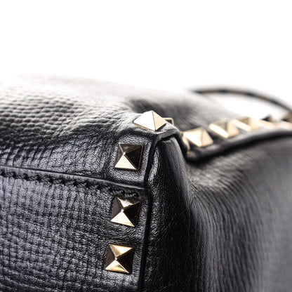 Valentino Garavani Textured Calfskin Rockstud Double Handle Tote Black 9 of 17