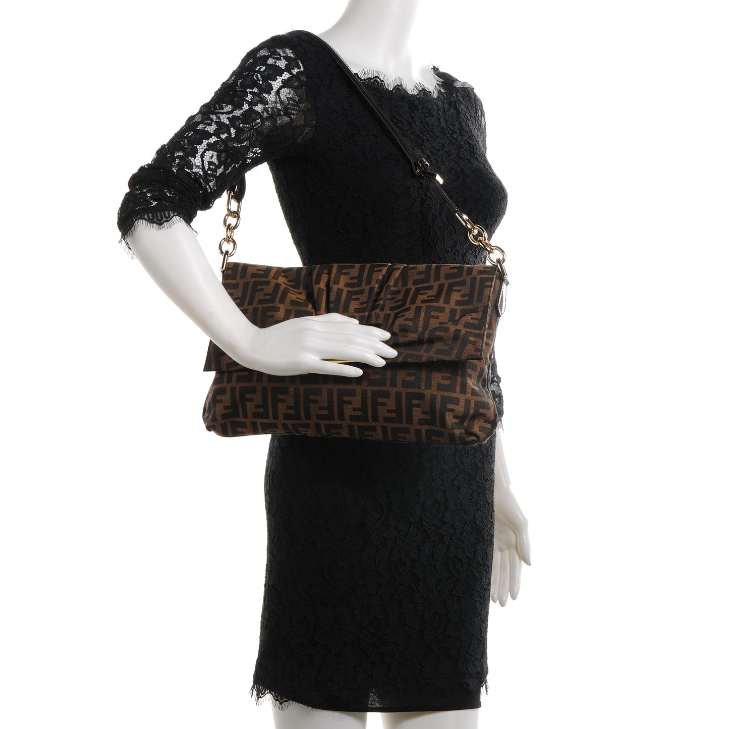 Zucca Patent Large Mia Shoulder Flap Tobacco