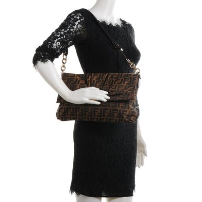 Fendi Zucca Patent Large Mia Shoulder Flap Tobacco 2 of 7