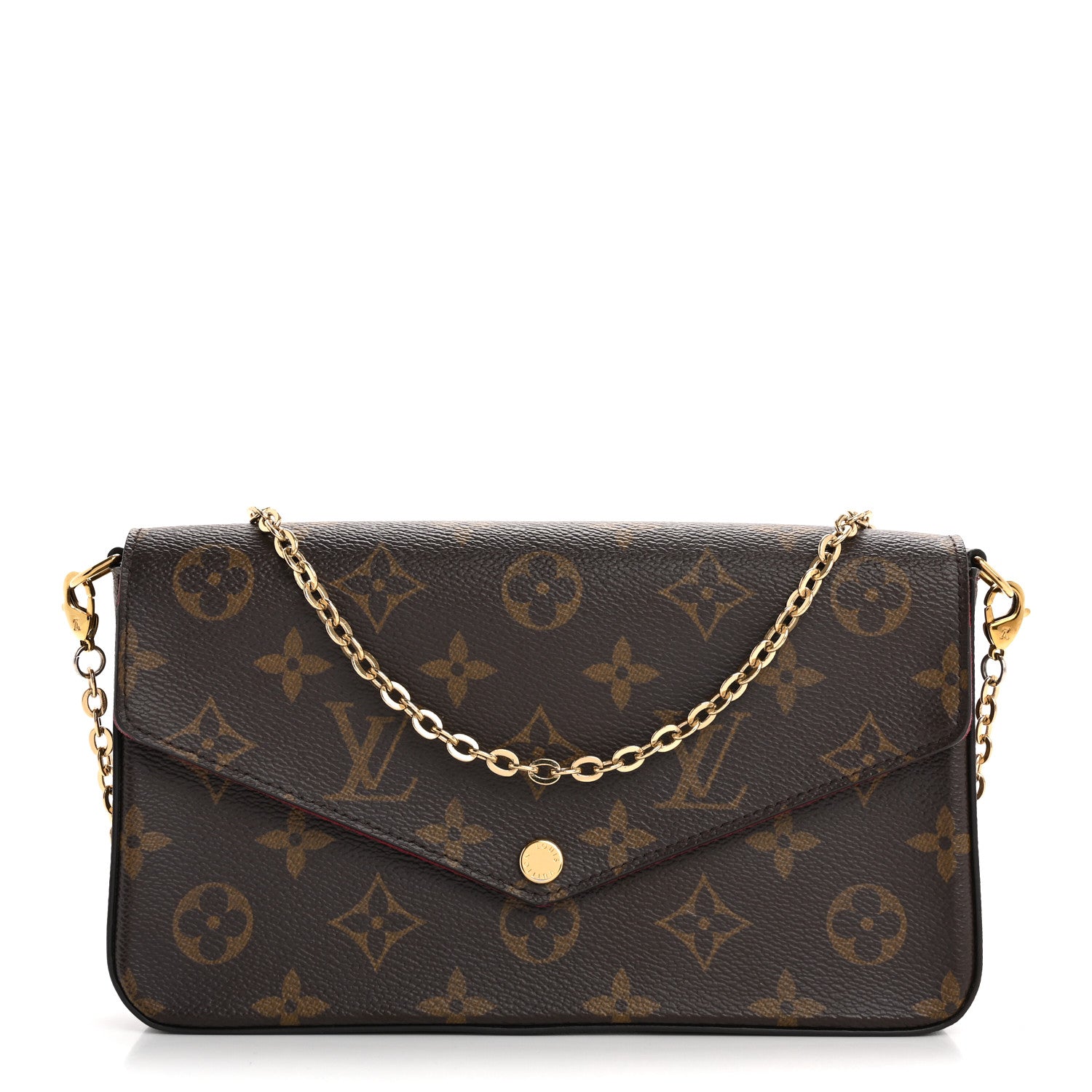 Louis Vuitton Monogram Pochette Felicie Chain Wallet Fuchsia 1 of 15