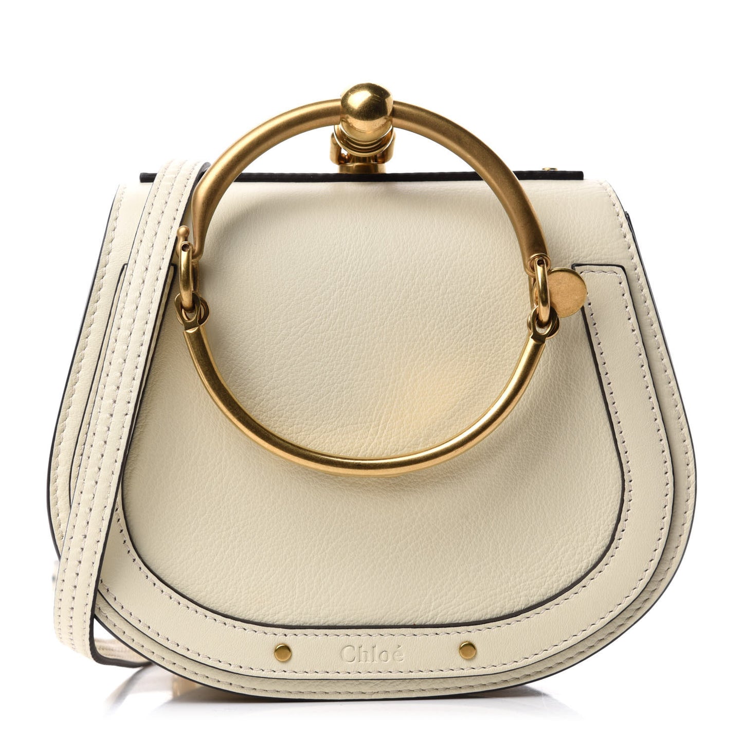 Calfskin Suede Small Nile Bracelet Bag Off White