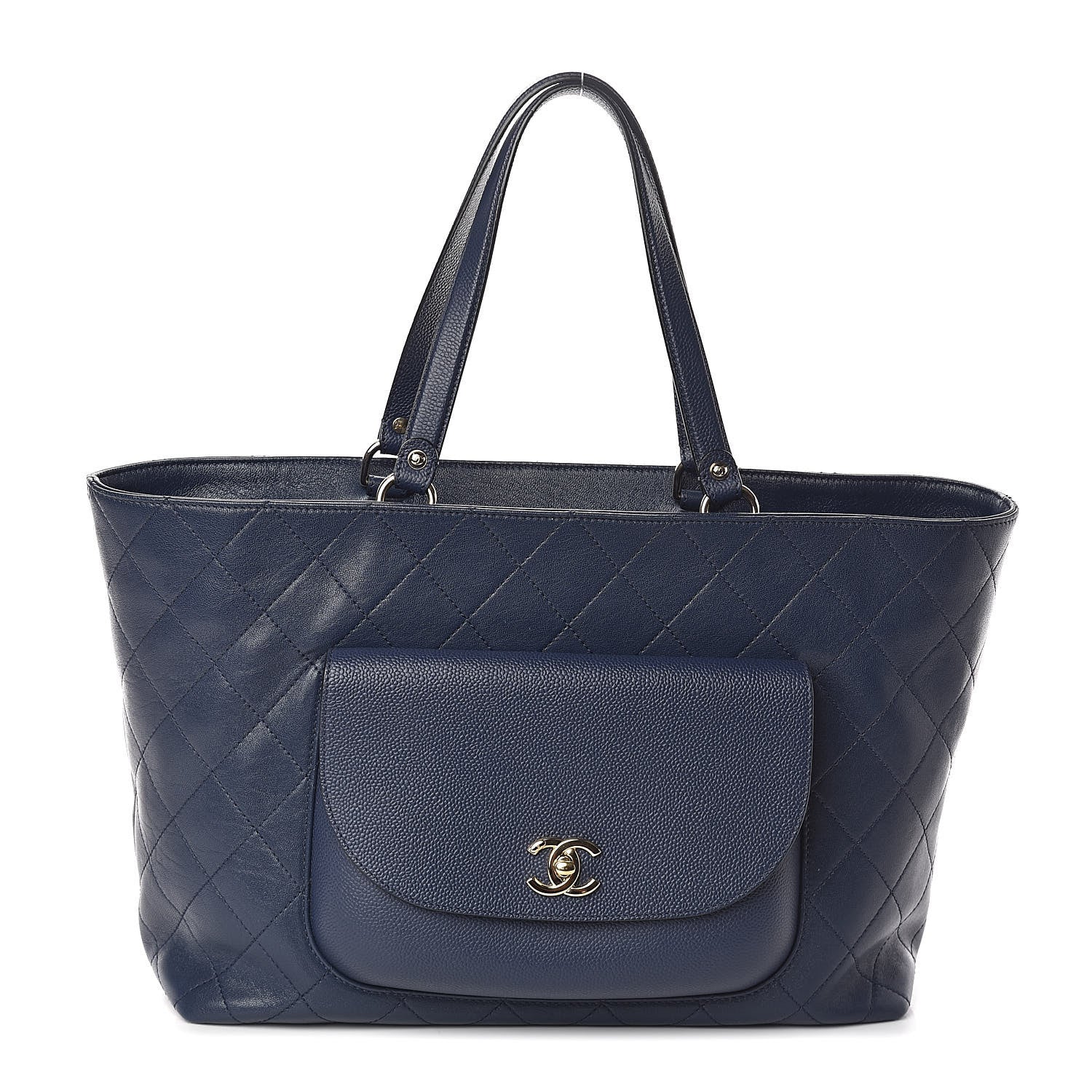 Chanel Calfskin Caviar Quilted Large Shopping Tote Blue 1 of 10