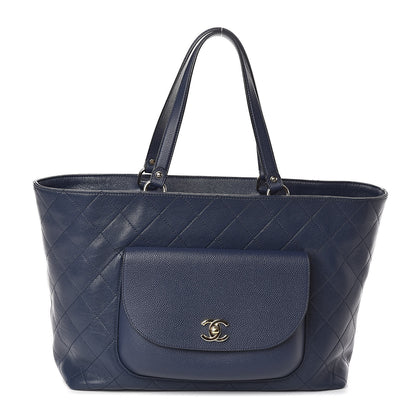 Chanel Calfskin Caviar Quilted Large Shopping Tote Blue 1 of 10