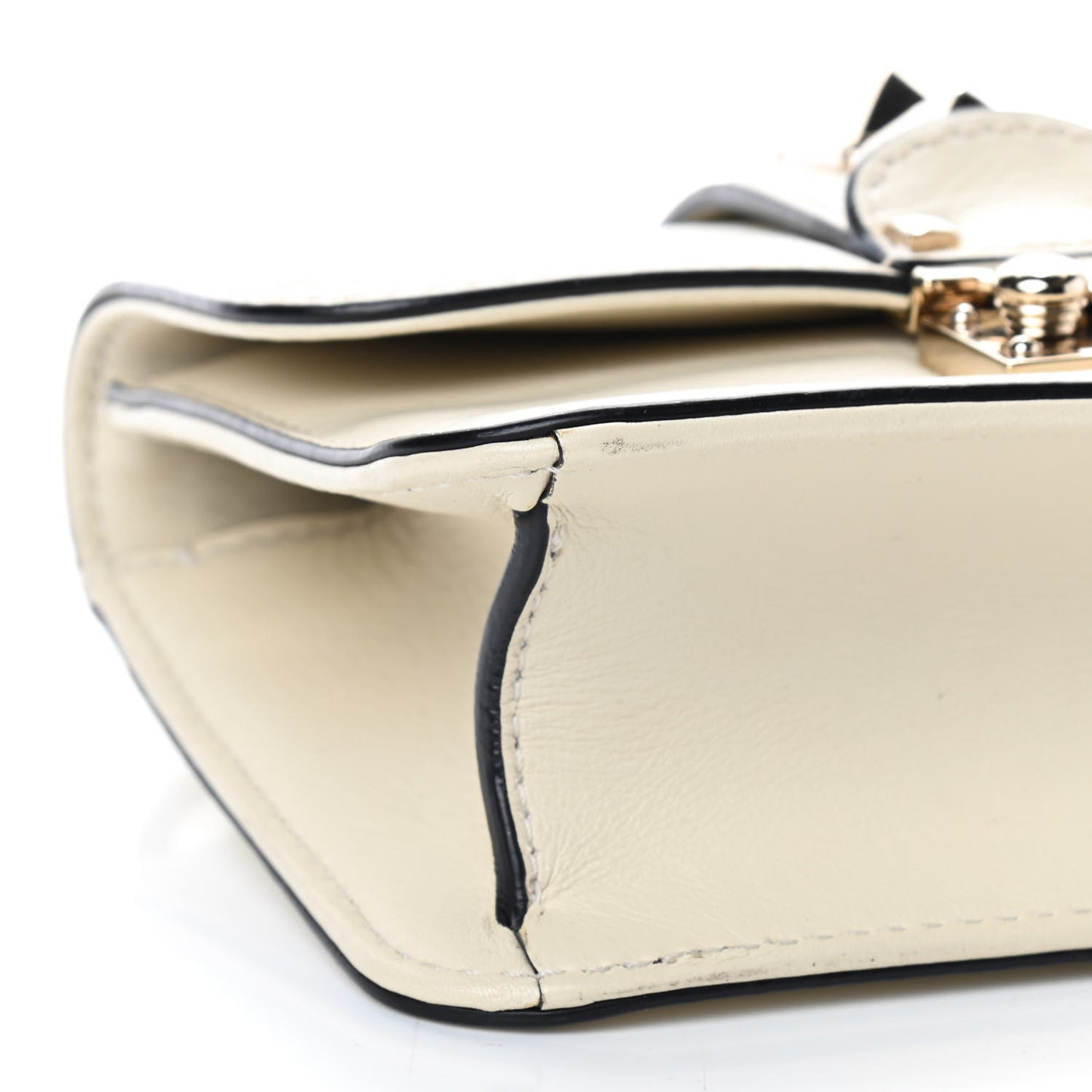 Vitello Mini Glam Lock Rockstud Flap White