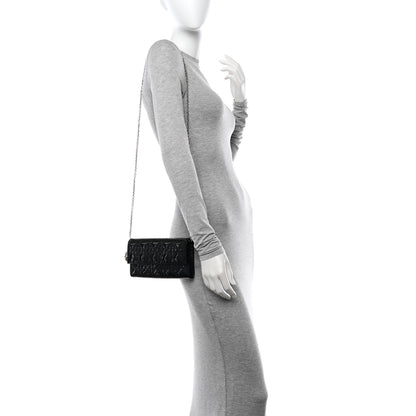 Christian Dior Patent Lambskin Cannage Lady Dior Rendezvous Wallet On Chain Black 2 of 11