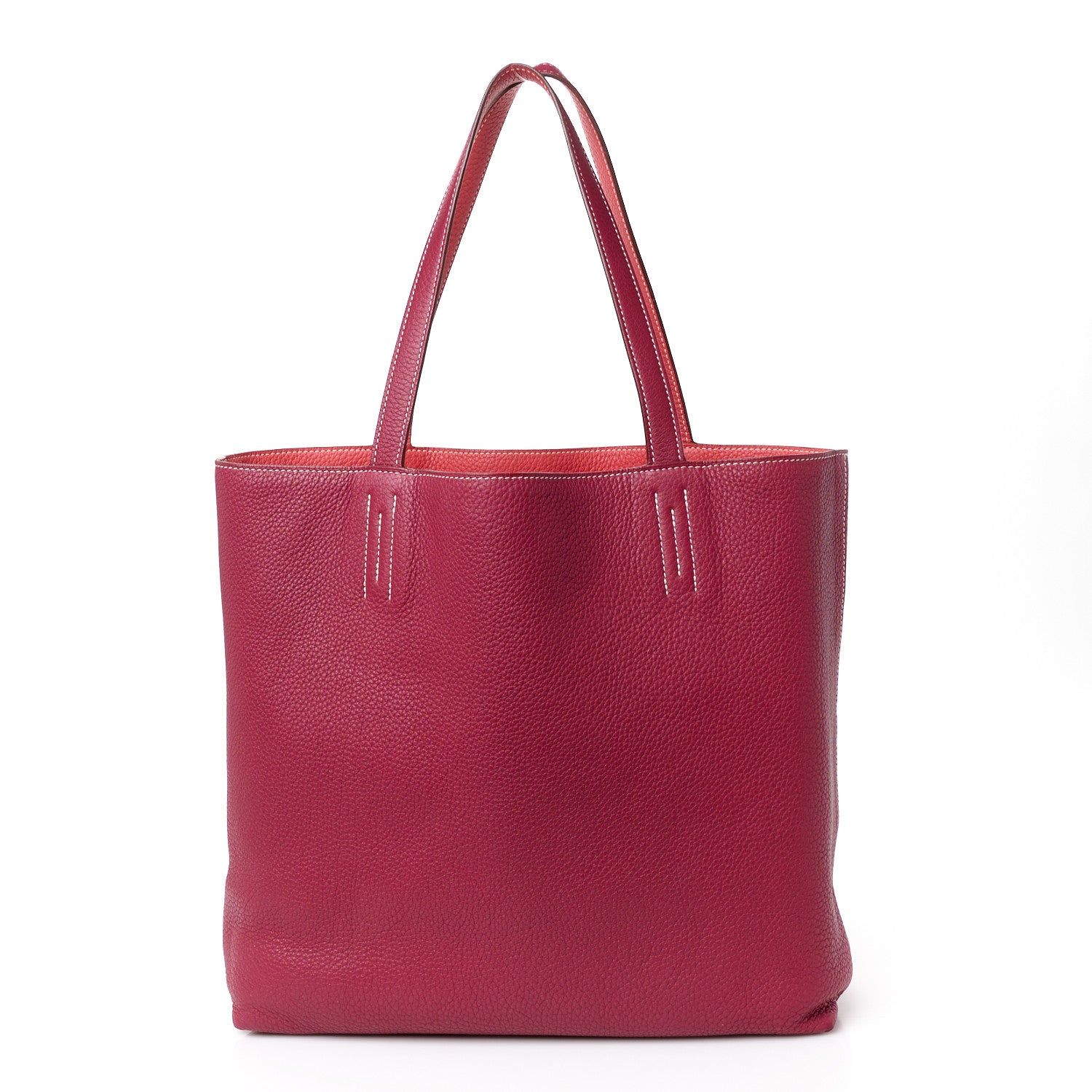 Hermes Taurillon Clemence Double Sens 36 Reversible Tote Rubis Bougainvillea 3 of 15