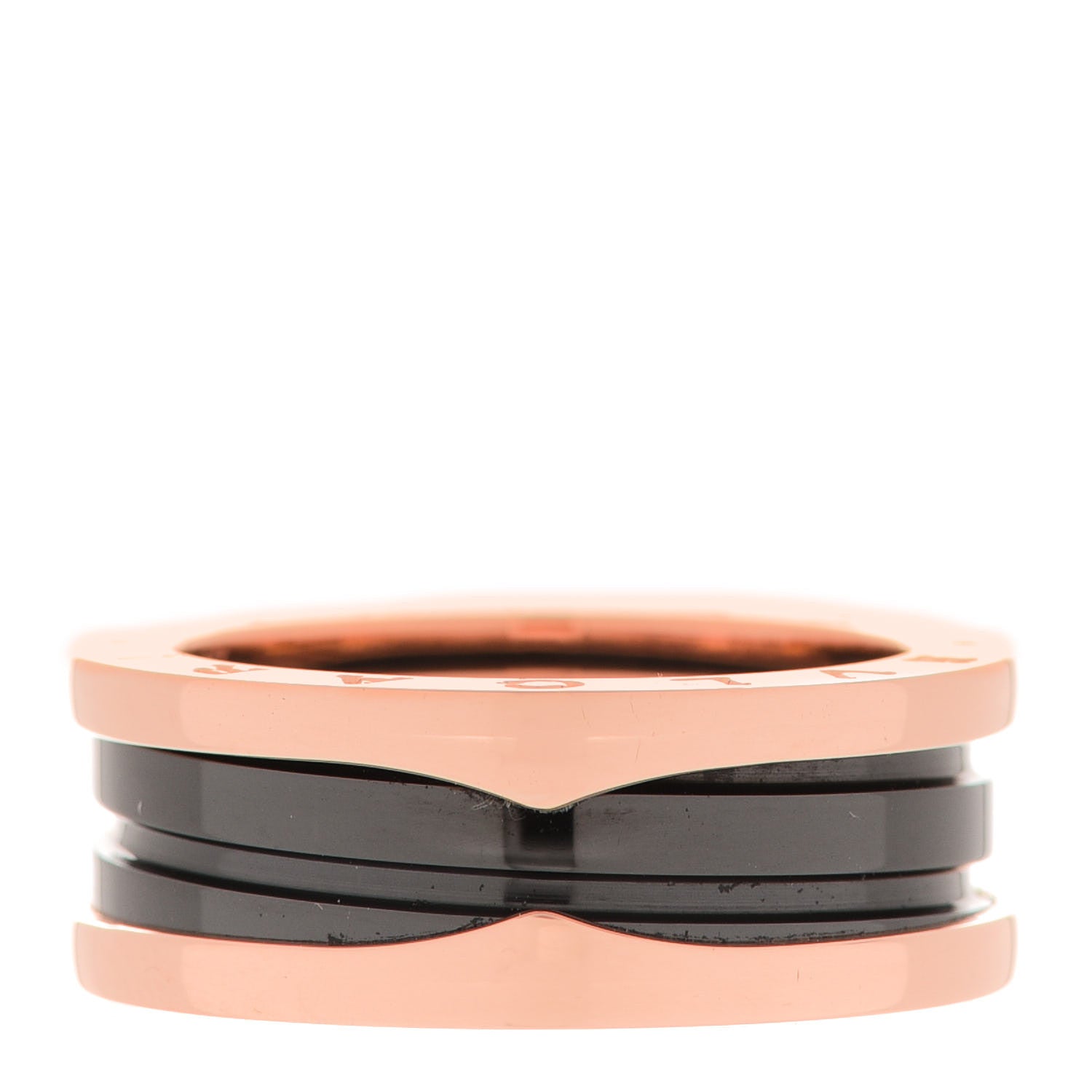 Bulgari 18K Rose Gold Black Ceramic B.Zero1 Two-Band Ring 57 8 3 of 6