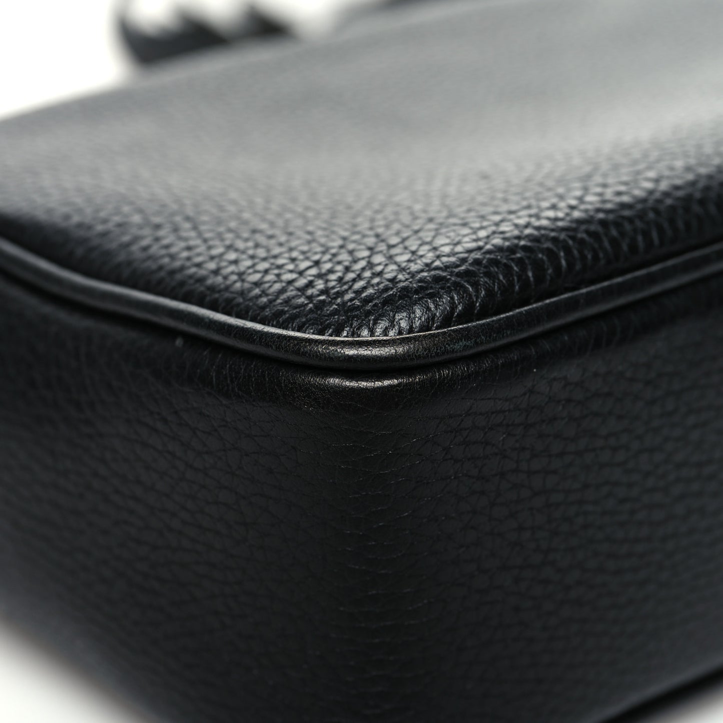 Pebbled Calfskin Small Soho Disco Bag Black