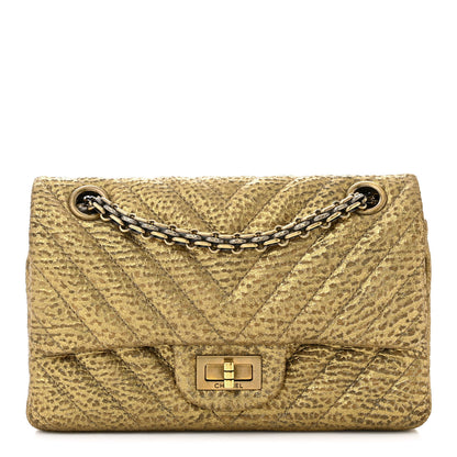 Chanel Metallic Grained Calfskin Chevron Quilted 2.55 Reissue 224 Flap Gold 1 of 11