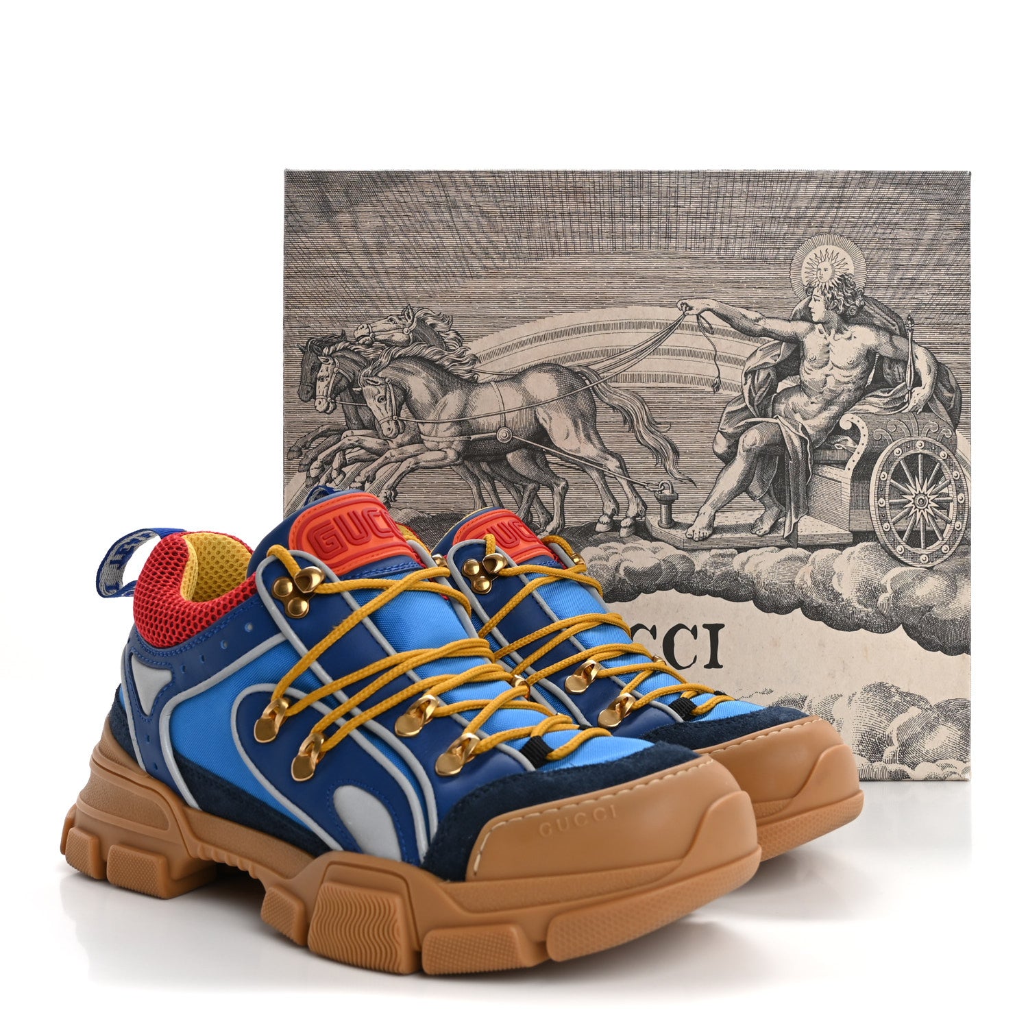 Gucci X SEGA Nylon Suede Calfskin Mens Flashtrek Sneakers 7 Bright