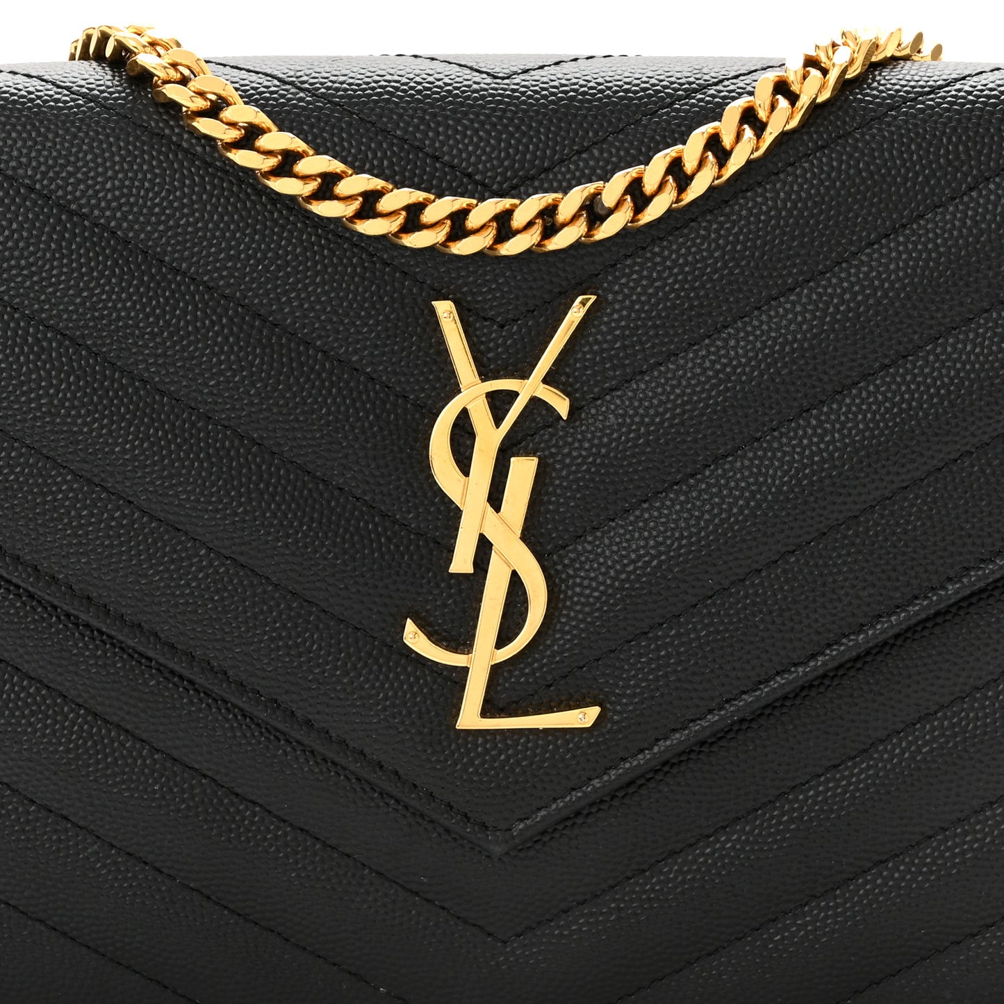 Grain De Poudre Matelasse Chevron Monogram Chain Wallet Black