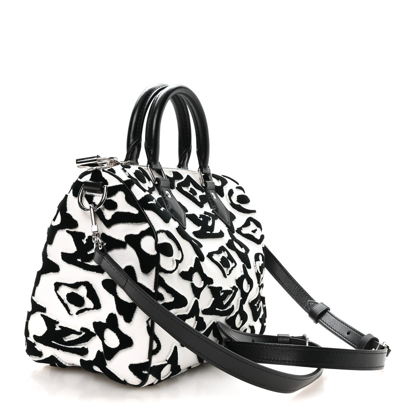 X UF Tufted Monogram Speedy Bandouliere 25 White Black
