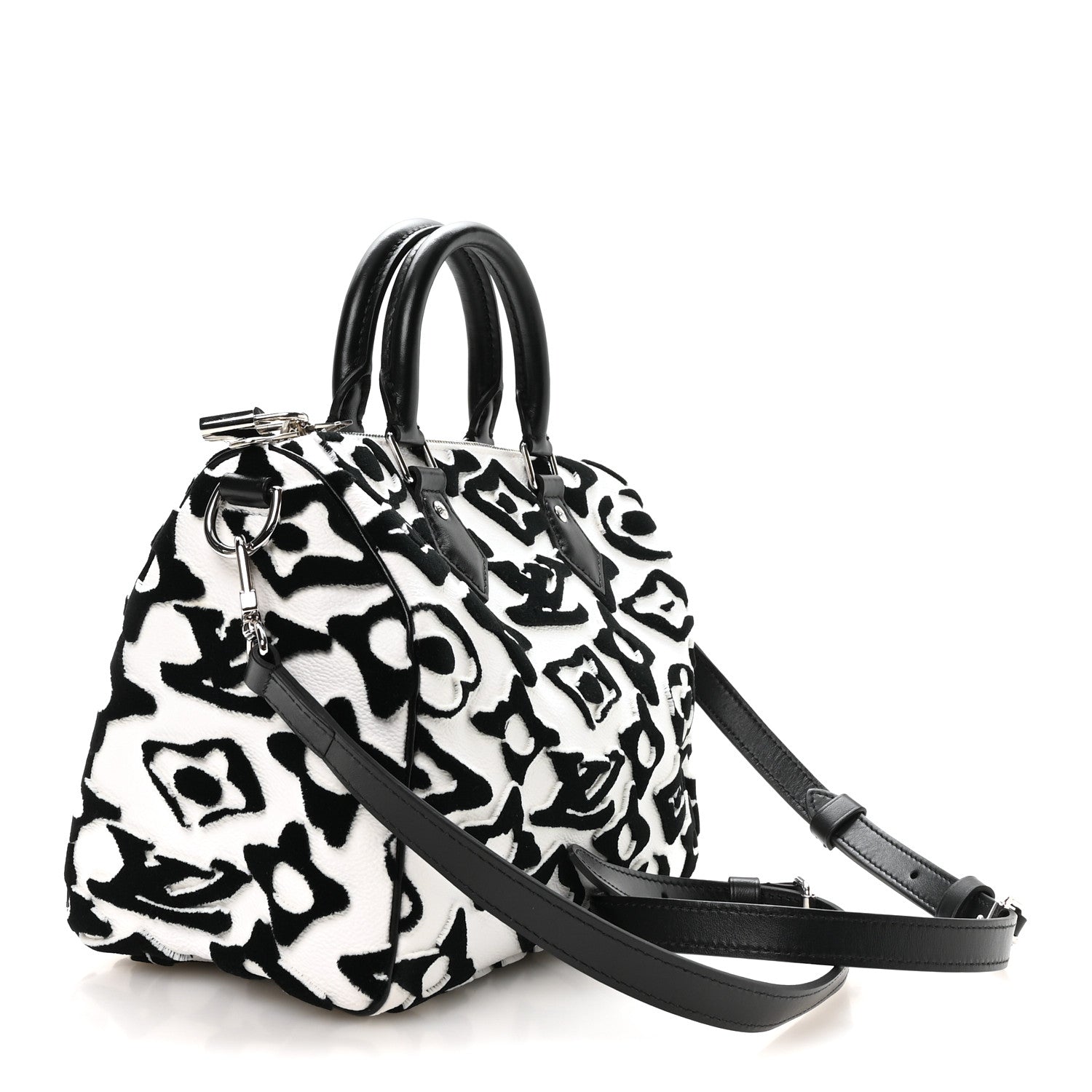 Louis Vuitton X UF Tufted Monogram Speedy Bandouliere 25 White Black 3 of 11