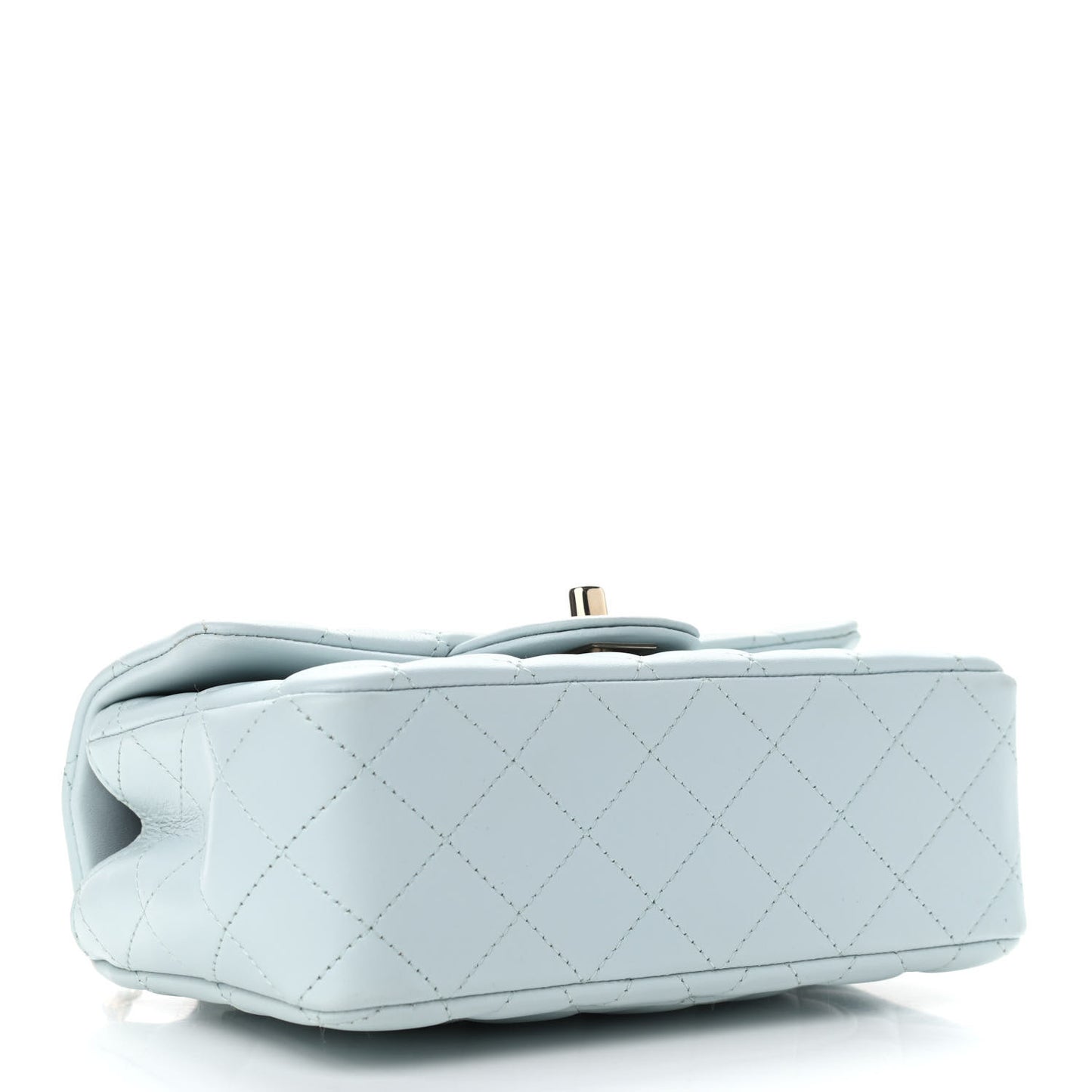 Lambskin Quilted Mini Top Handle Rectangular Flap Light Blue