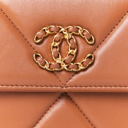 Chanel Lambskin Quilted Chanel 19 Flap Wallet Brown 9 of 12