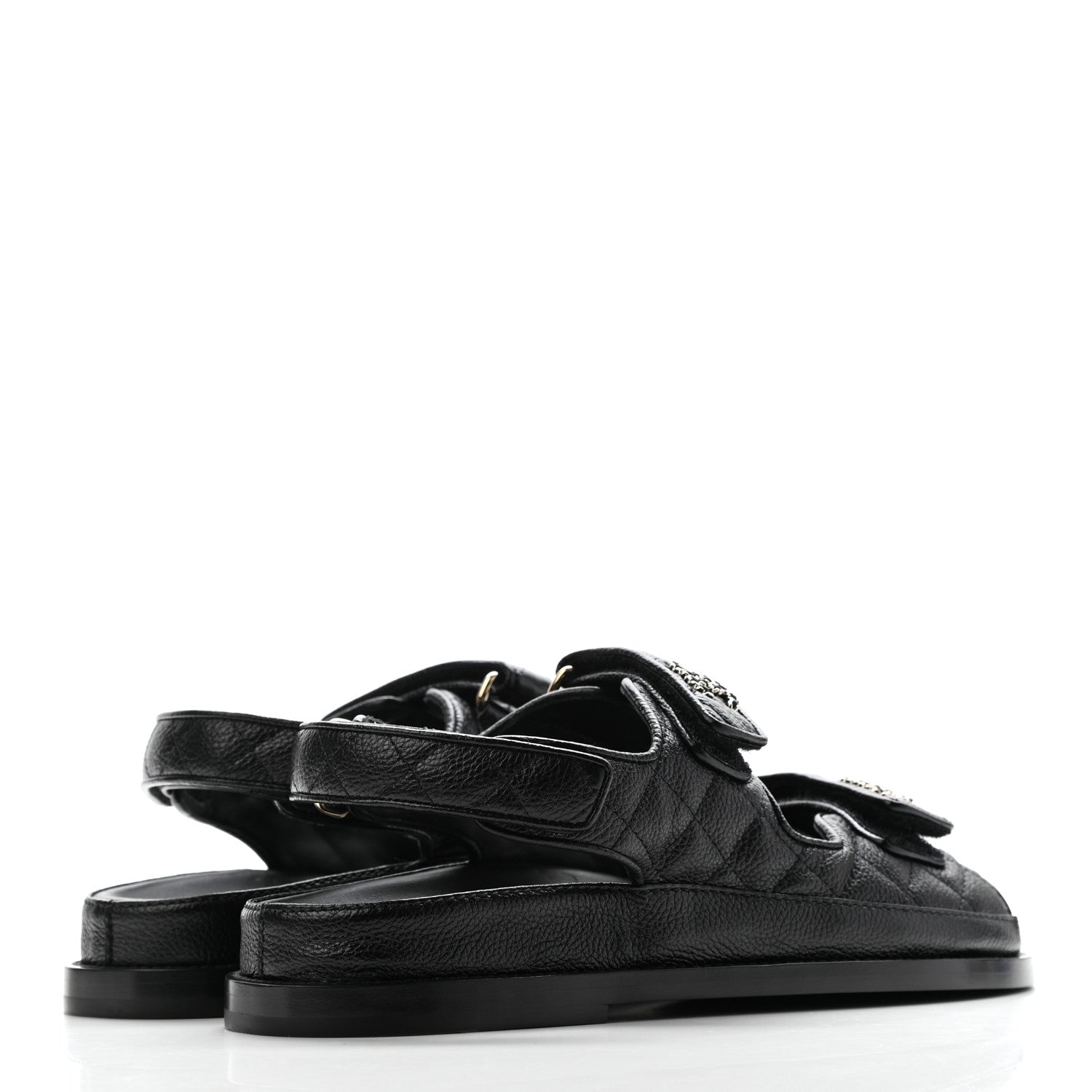 Chanel Grained Calfskin Velcro Dad Sandals 38 Black 4 of 9