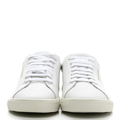 Saint Laurent Perforated Calfskin Zebra Print Andy Low Top Sneakers 37 37.5 White 2 of 9