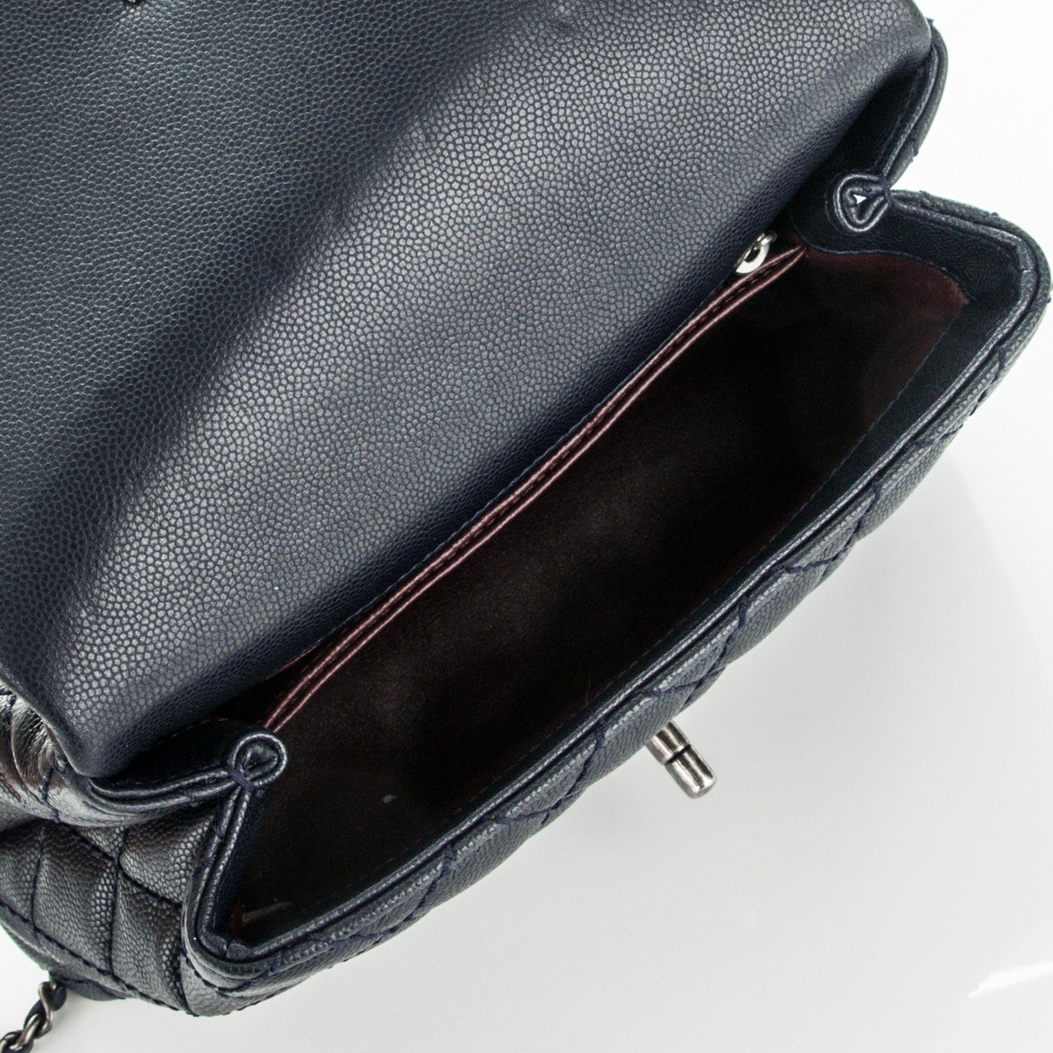 Chanel Caviar Lizard Quilted Mini Coco Handle Flap Navy 5 of 5
