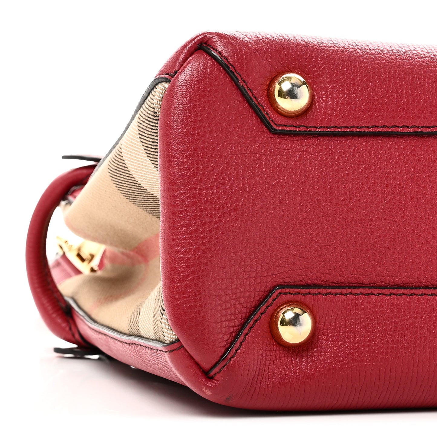 Grainy Calfskin House Check Small Banner Tote Red