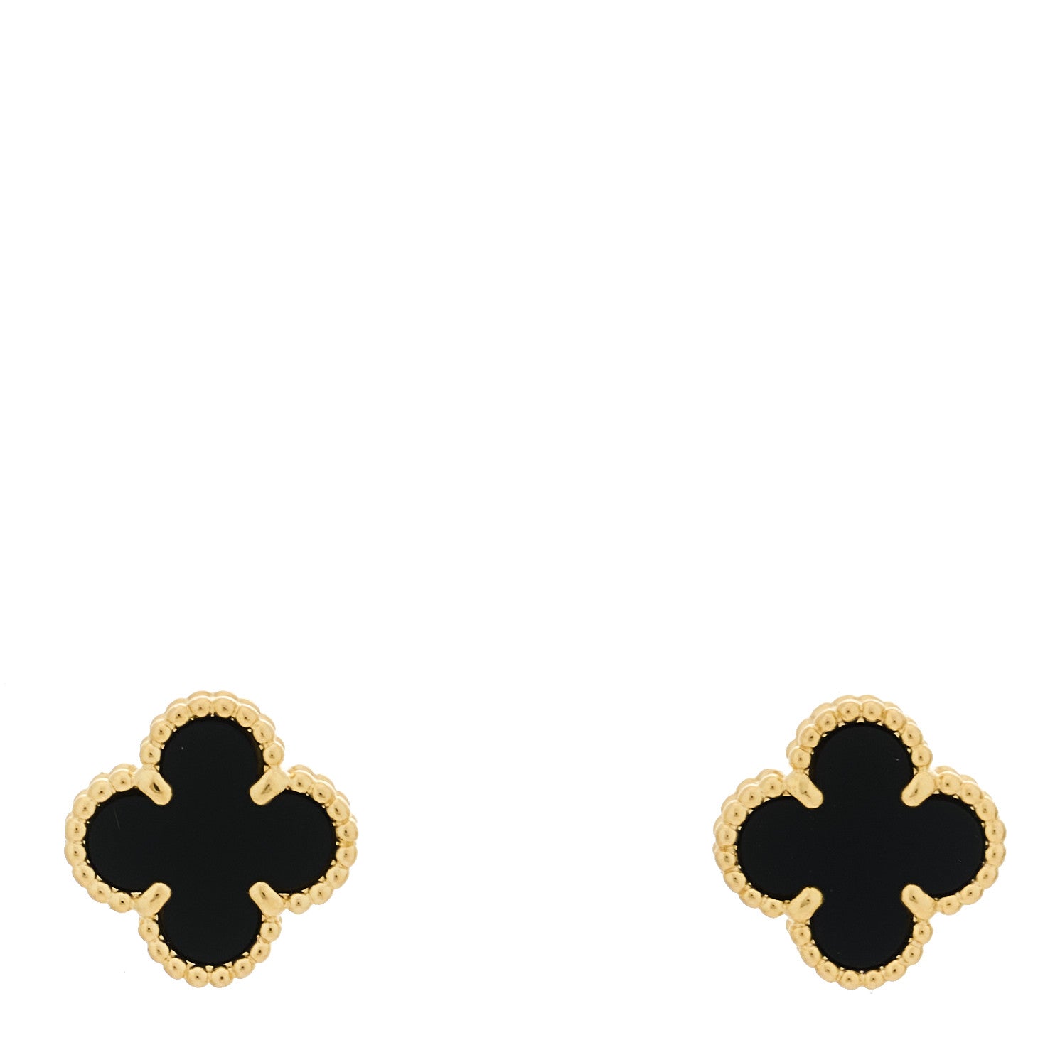 Van Cleef & Arpels 18K Yellow Gold Black Onyx Sweet Alhambra Earrings 1 of 5