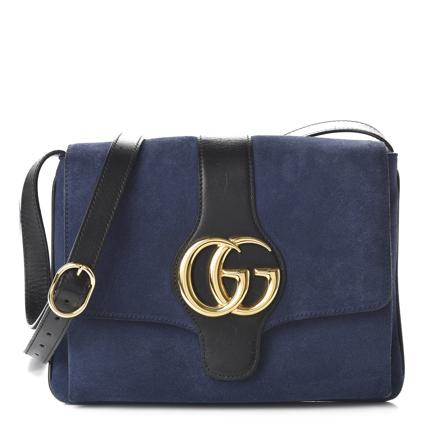 Suede Medium Arli Flap Shoulder Bag Blue Ink Black