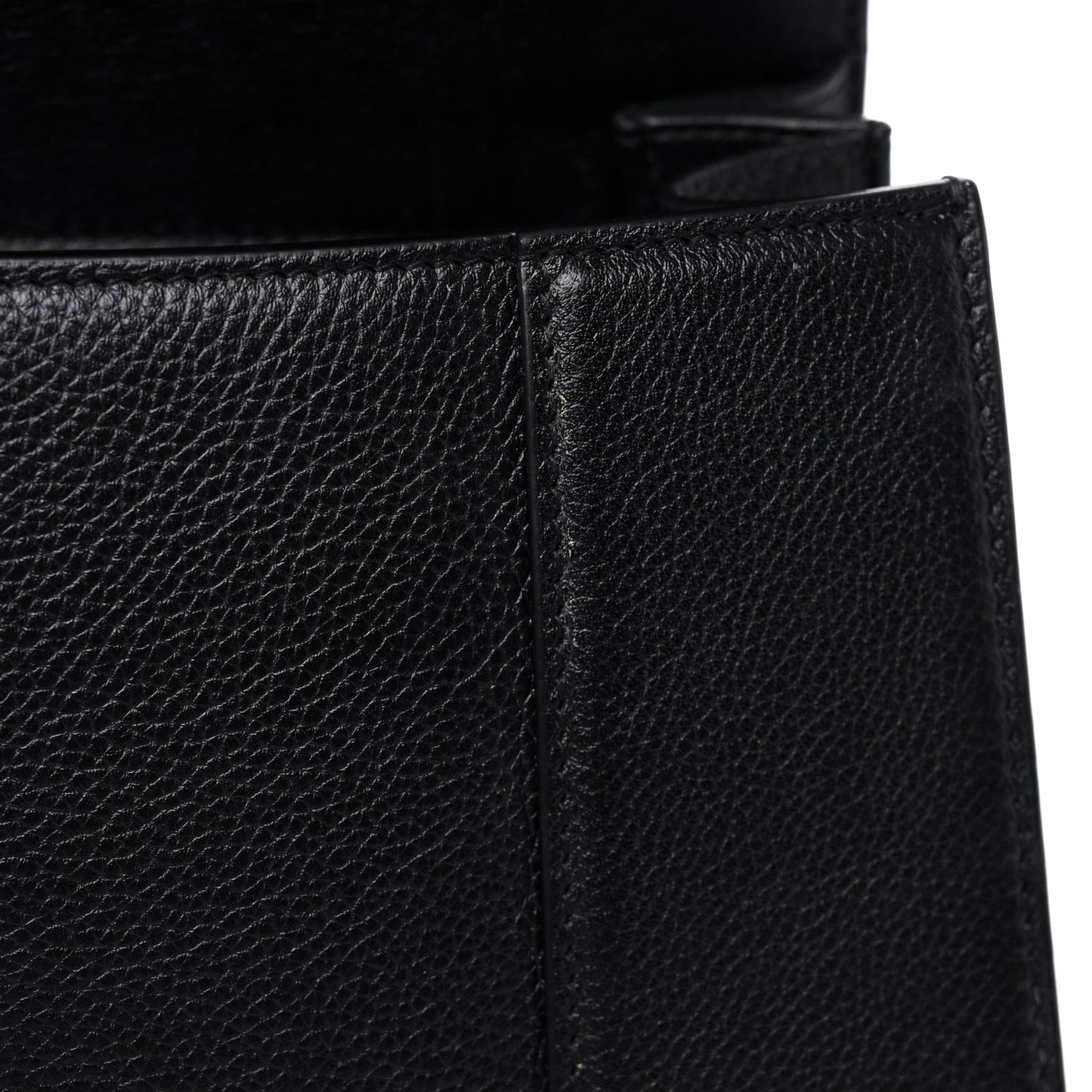 Grained Calfskin Medium Hourglass Top Handle Bag Black