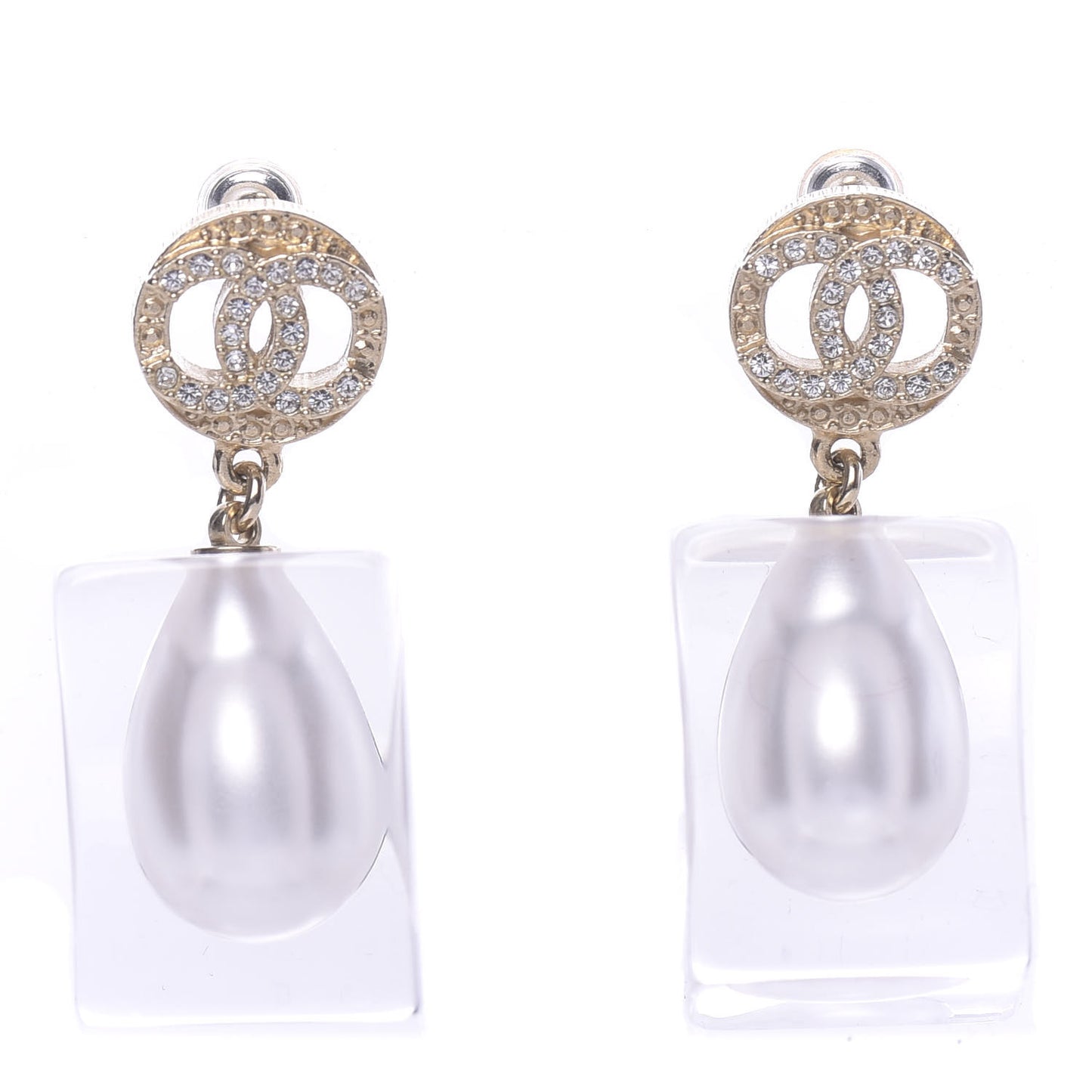 Resin Crystal Earrings Gold