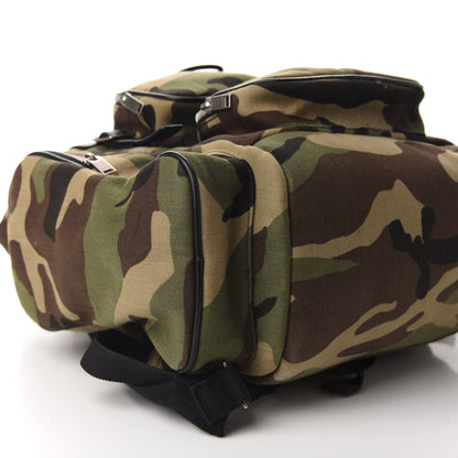 Saint Laurent Canvas Calfskin Camouflage Utilitarian Backpack Kaki Black 8 of 9
