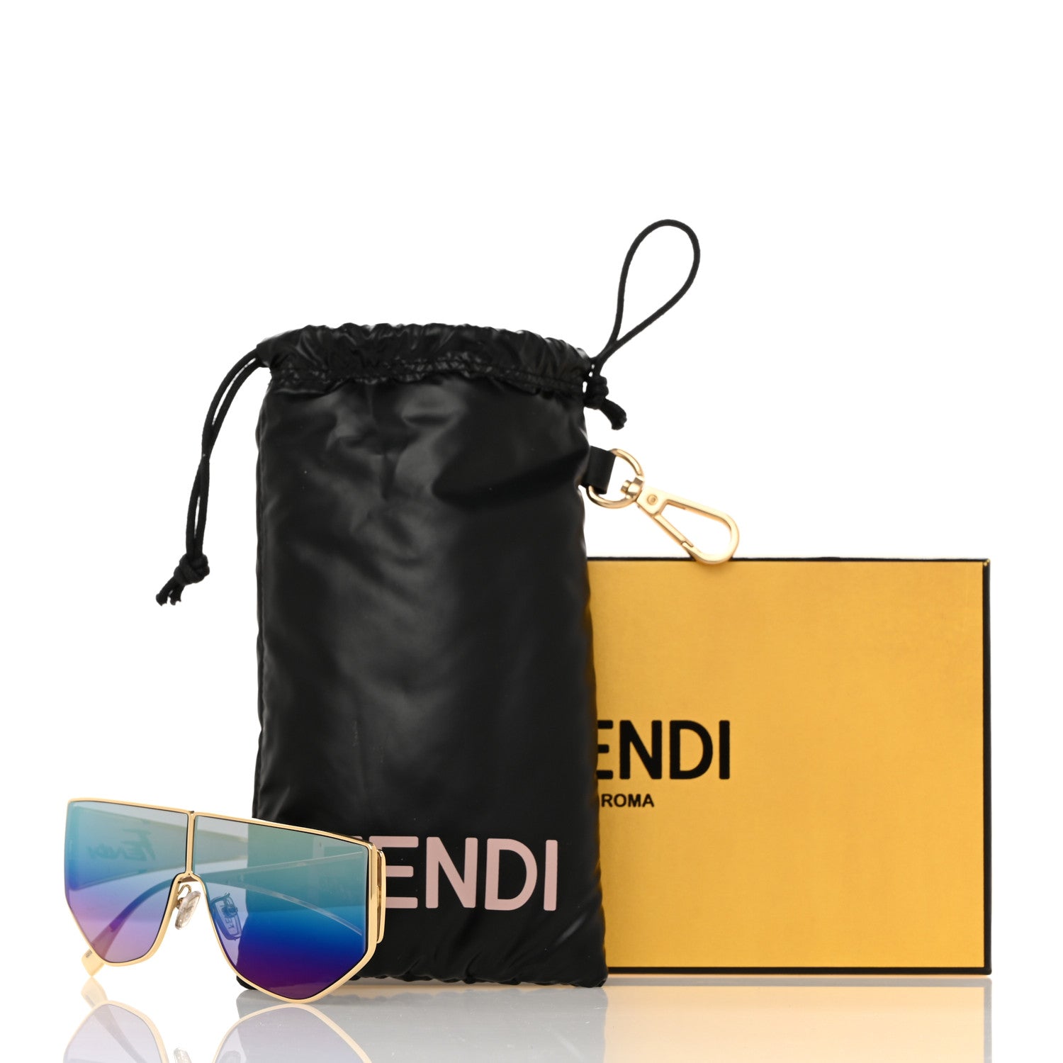 Fendi Metal Disco Geometric Sunglasses FE 40051/U Gold Blue Mirror 7 of 7