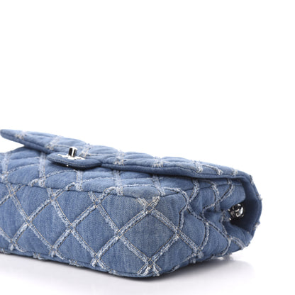 Chanel Frayed Denim Quilted Large Blue Chip Flap Blue 11 of 13