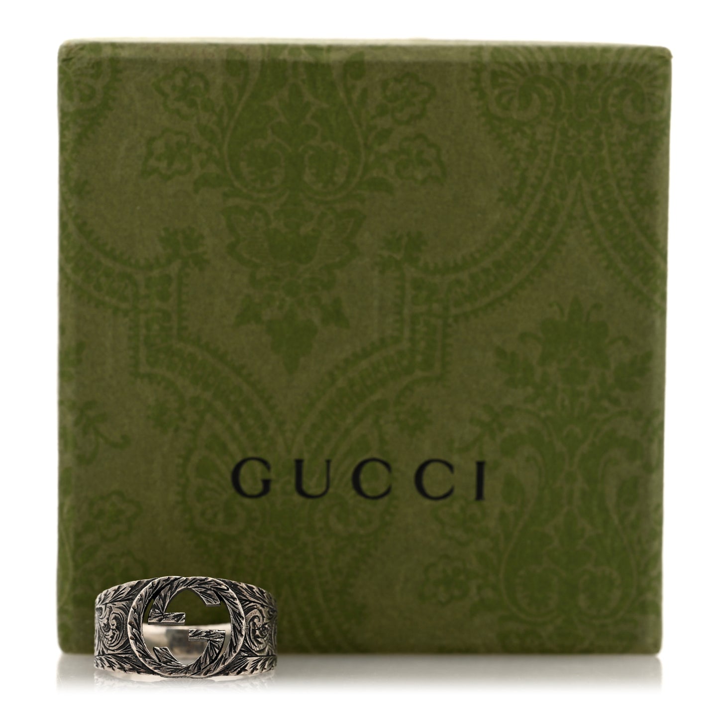 Sterling Silver Interlocking GG Signet Ring 63 10.25