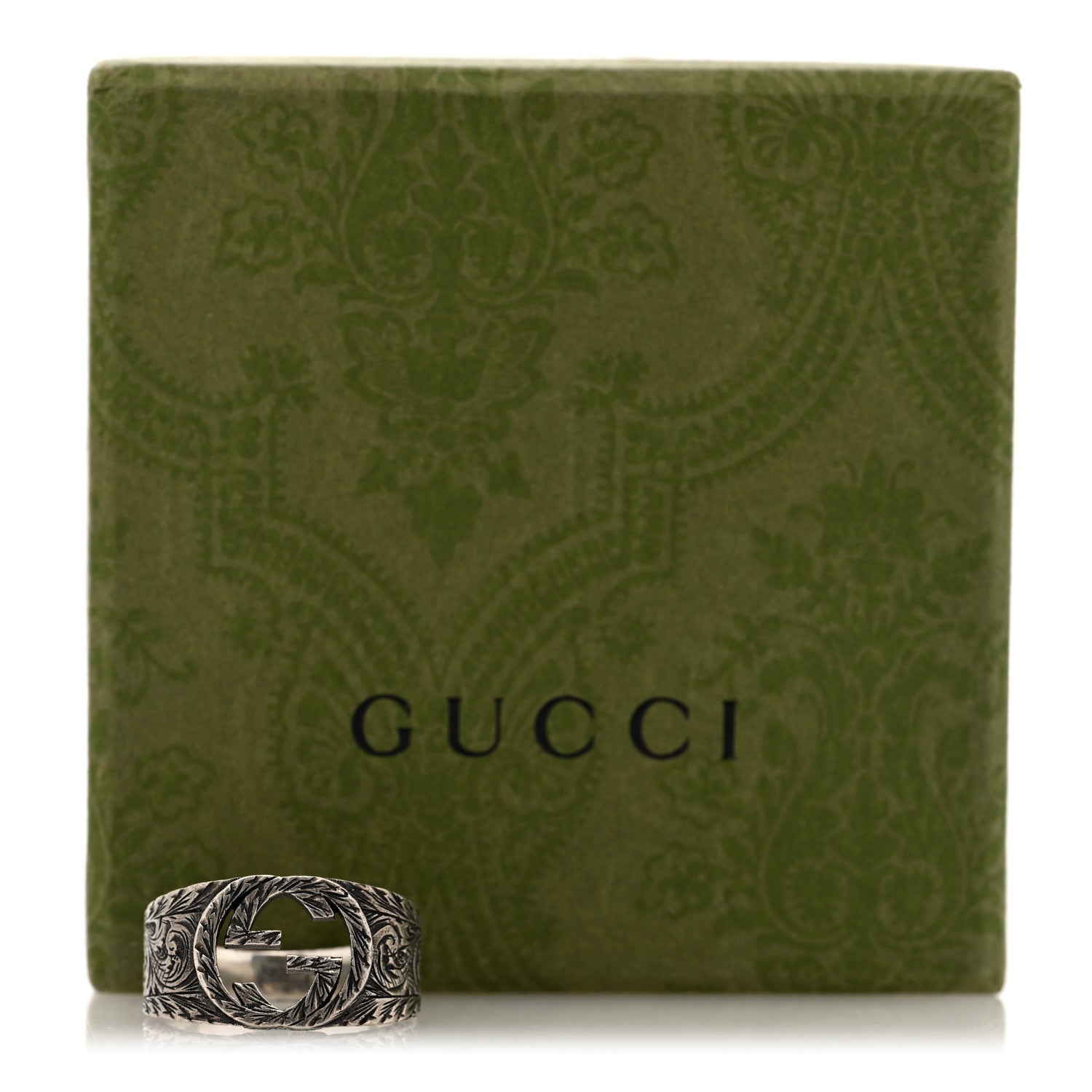 Gucci Sterling Silver Interlocking GG Signet Ring 63 10.25 7 of 7