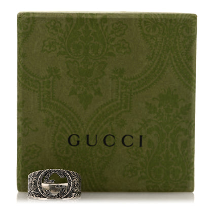Gucci Sterling Silver Interlocking GG Signet Ring 63 10.25 7 of 7