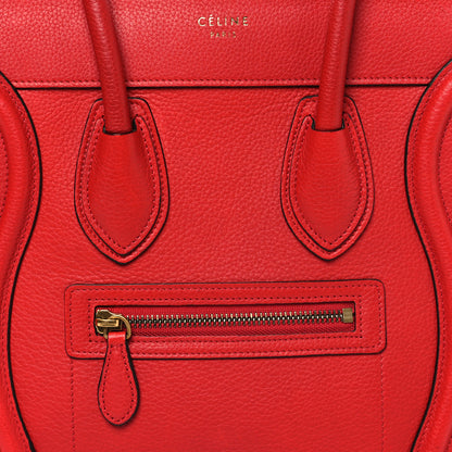 Celine Drummed Calfskin Micro Luggage Red 7 of 9