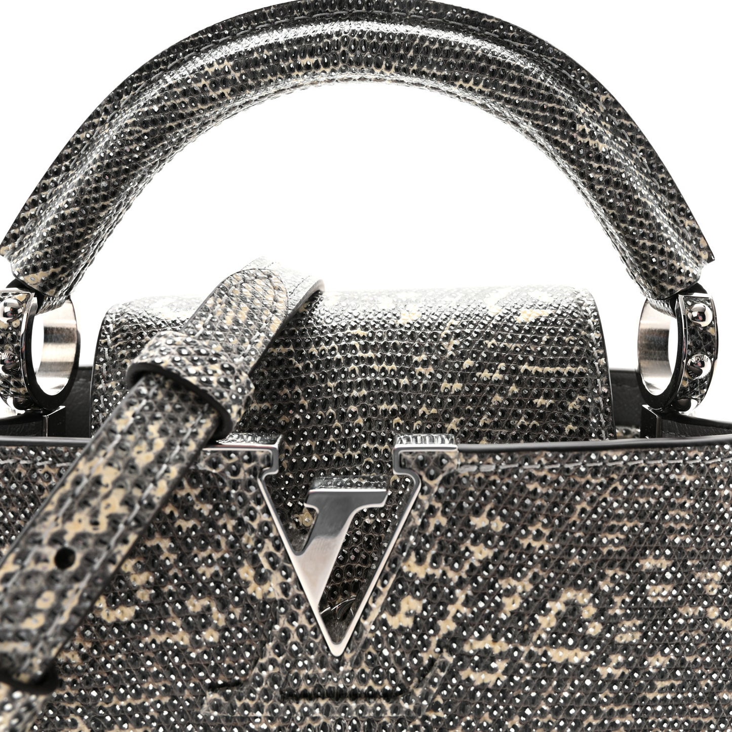 Lizard Mini Capucines Argento