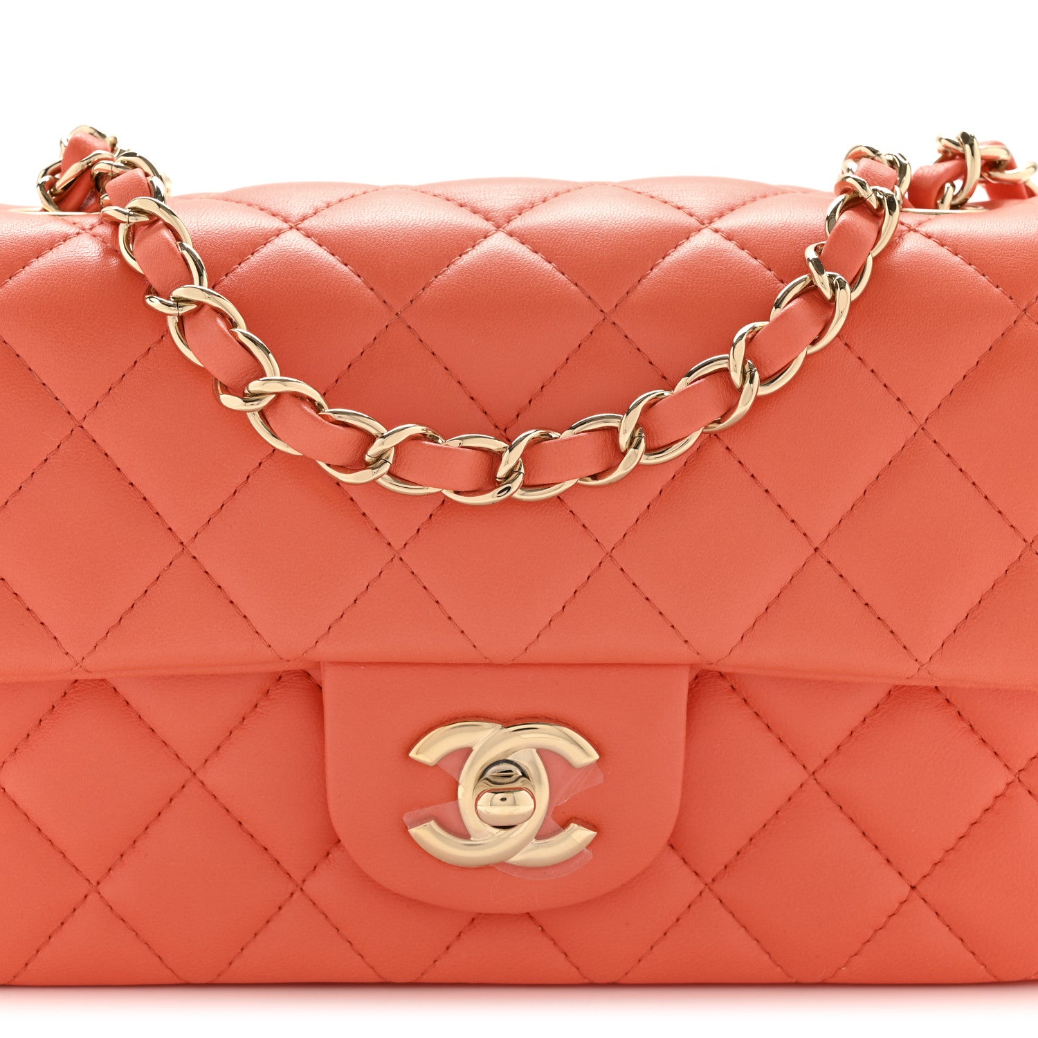 Chanel Lambskin Quilted Mini Rectangular Flap Orange 8 of 10