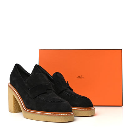 Hermes Suede Goatskin Didi 70 Loafers 38 Black 8 of 8