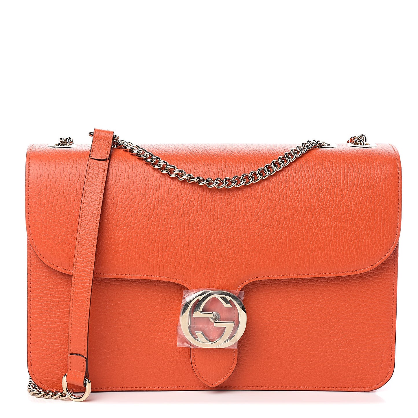 Dollar Calfskin Interlocking G Shoulder Bag Sun Orange