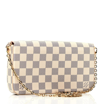 Louis Vuitton Damier Azur Pochette Felicie Chain Wallet Rose Ballerine 2 of 5