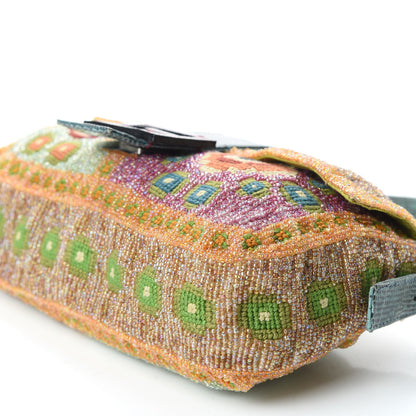 Fendi Wool Embroidered Beaded Lizard Baguette Multicolor 6 of 8