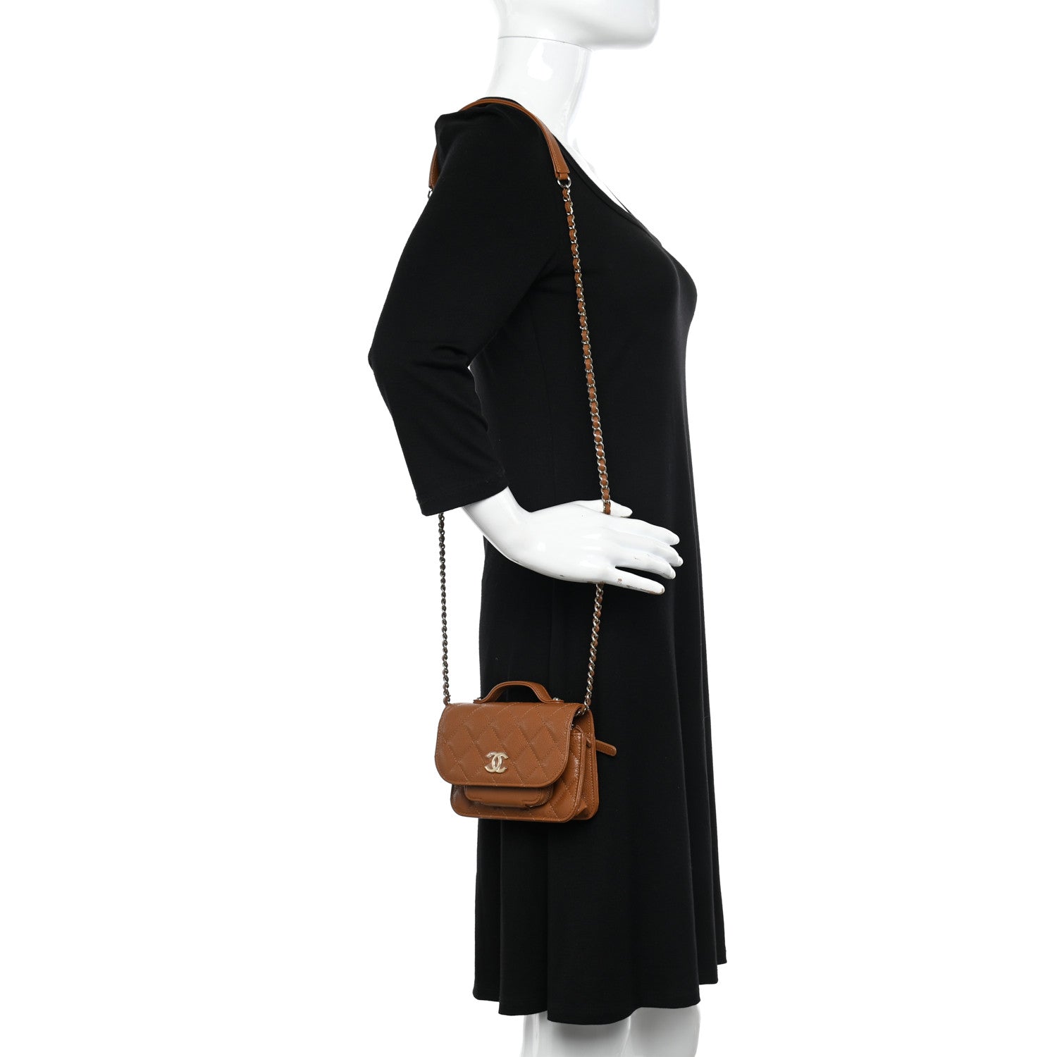 Chanel Caviar Quilted Business Affinity Clutch With Chain Flap Camel 2 of 12
