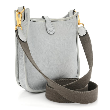 Hermes Taurillon Clemence Amazone Evelyne TPM Bleu Pale Etain 3 of 10